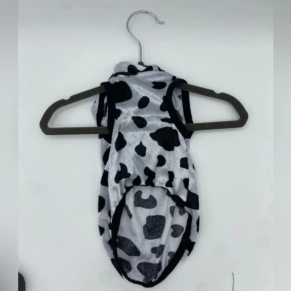 Puppy Dog Cow Spot Black White Halloween Hoodie Sweater Costume XS